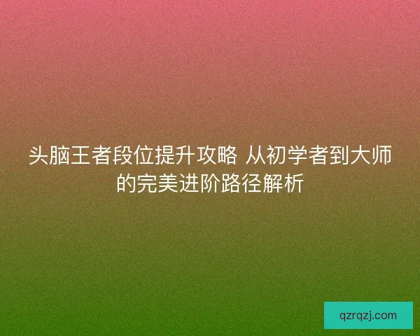 头脑王者段位提升攻略 从初学者到大师的完美进阶路径解析