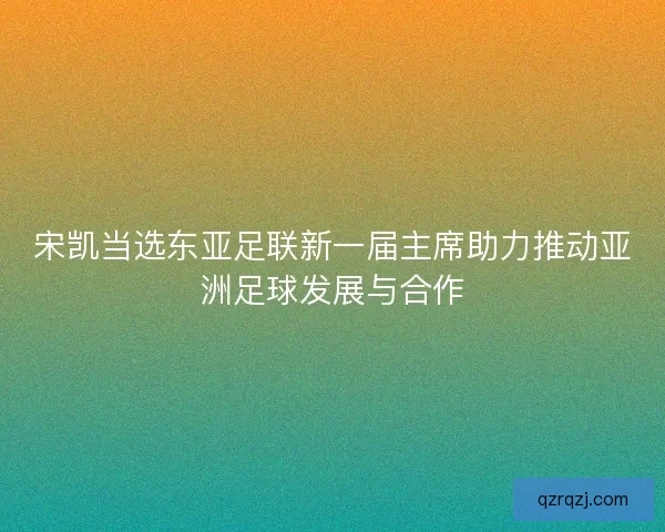 宋凯当选东亚足联新一届主席助力推动亚洲足球发展与合作