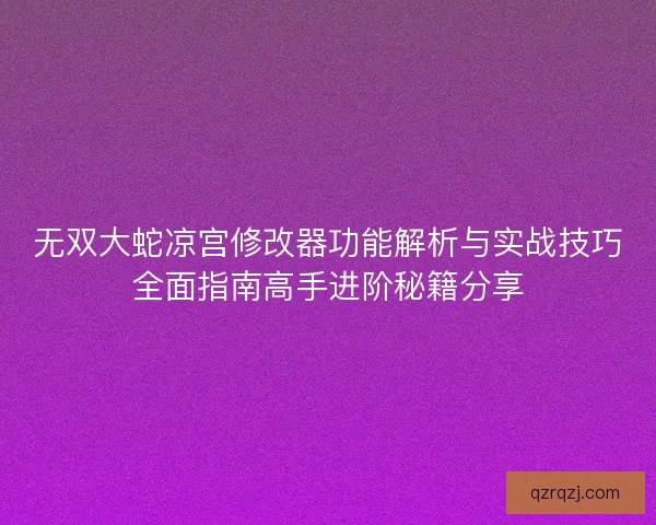 无双大蛇凉宫修改器功能解析与实战技巧全面指南高手进阶秘籍分享
